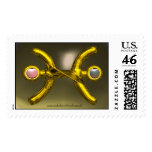 PISCES, Pink - White Pearls and Gold postage