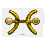 PISCES Pink White Pearls & Gold Zodiac Birthday Greeting Card