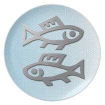 Pisces Silver Fish Zodiac Star Sign Plate