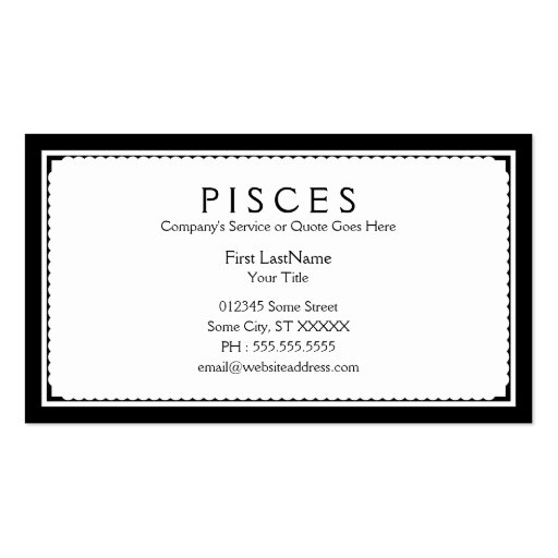 pisces sophistications business cards (back side)