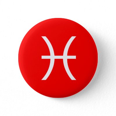 Pisces symbol in white on a red background