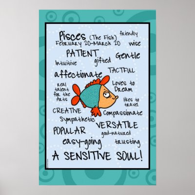 Pisces wordcloud poster
