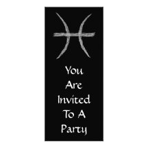 Pisces. Zodiac Astrology Sign. Black. Personalized Invites