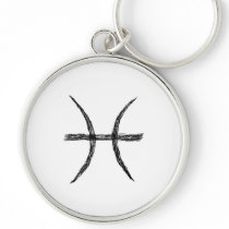 Pisces. Zodiac Astrology Sign. Black. Keychain