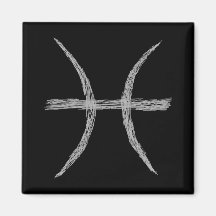 Pisces. Zodiac Astrology Sign. Black. Refrigerator Magnet