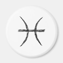 Pisces. Zodiac Astrology Sign. Black. Fridge Magnets