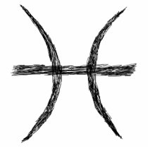 Pisces. Zodiac Astrology Sign. Black. Photo Cutout