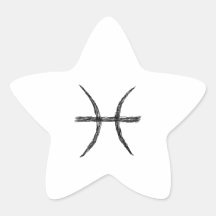 Pisces. Zodiac Astrology Sign. Black. Star Sticker