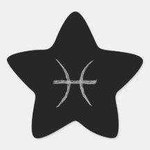 Pisces. Zodiac Astrology Sign. Black. Star Stickers