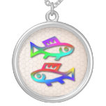 Pisces Zodiac Fish Rainbow Silver Jewelry necklaces