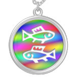 Pisces Zodiac Star Sign Rainbow Sterling Silver necklaces