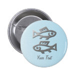Pisces Zodiac Star Sign Silver Blue Badge Button