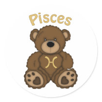 Pisces Zodiac Teddy Bear stickers