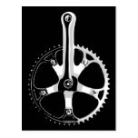 Pista Bicycle Crankset - white on black Post Cards
