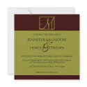 Pistachio & Espresso Monogram Wedding Invitation invitation