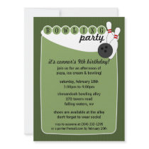 Pistachio Green Retro Bowling Alley Bowling Personalized Invitation