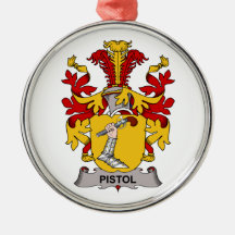 Pistol Family Crest Christmas Ornaments