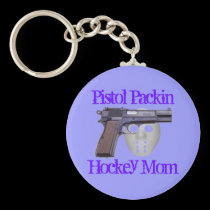 Pistol Packin' Hockey Mama keychains