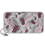Pistol Pearl, quirky gun and cherries pattern. Travel Speakers