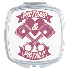 Pistons & Pigtails Hand Mirror Makeup Mirror