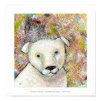 Pit bull bulldog art painting Brutus is Happy Dog posters
