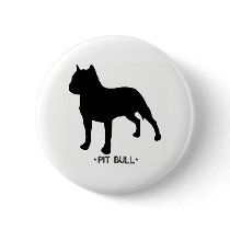 Pit Bull Button by dogsilhouettes Pit Bull Button