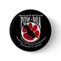 Pit Bull Button POW MIA Style