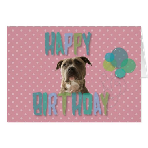 Pit Bull Dog Polka Happy Birthday Greeting Card 