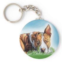 Pit Bull Hears You Keychain