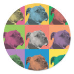 Pit Bull Pop-Art Round Stickers