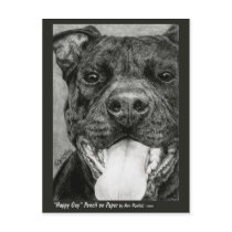 Pit Bull Postcard - "Happy Guy" by AnnRan Pit Bull Postcard - "Happy Guy"