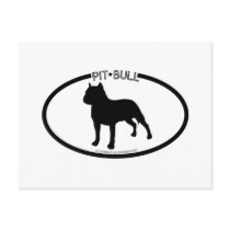 Pit Bull Silhouette Black Postcard