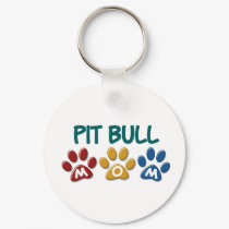 PIT BULL TERRIER Mom Paw Print 1 keychains