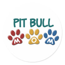 PIT BULL TERRIER Mom Paw Print 1 Round Stickers