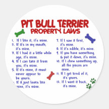 PIT BULL TERRIER Property Laws 2 Sticker