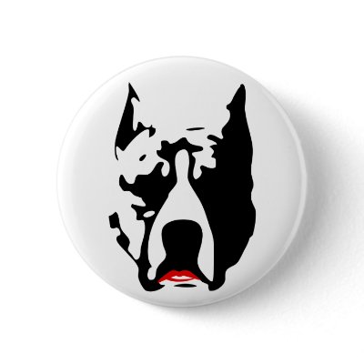 Pit Bull with Lipstick Pin by wheedesign