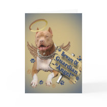 Pitbull Beware Of Guardian Angel Gifts Greeting Card