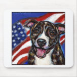 Pitbull Bob with American Flag Mouse Mats