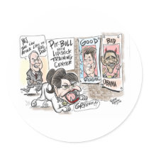 Pitbull Cartoon Round Sticker