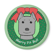 Pitbull Christmas magnets
