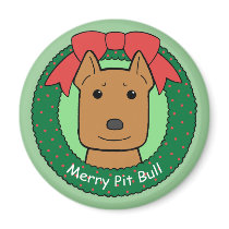 Pitbull Christmas magnets by dogcartoons Pitbull Christmas magnets