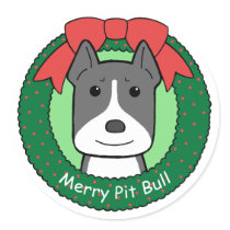 Pitbull Christmas stickers by dogcartoons Pitbull Christmas stickers