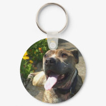 Pitbull on a Spring day keychain