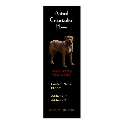 Pitbull Photo Dog Rescue Business Card (front side)