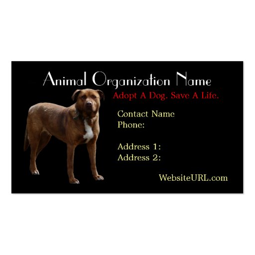 Pitbull Photo Dog Rescue Business Card
