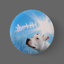 PItbull White Dog Christmas Wish buttons