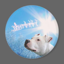 PItbull White Dog Christmas Wish magnets