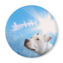 PItbull White Dog Christmas Wish magnets by beverlytazangel PItbull White Dog Christmas Wish magnets