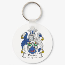 Pitcher Family Crest keychains by coatsofarms Pitcher Family Crest keychains