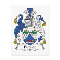 Pitcher Family Crest postcards by coatsofarms Pitcher Family Crest postcards
